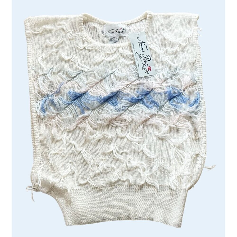 Vintage NAOMI BEE Sleeveless Fringe Sweater Size Med NEW NWT
